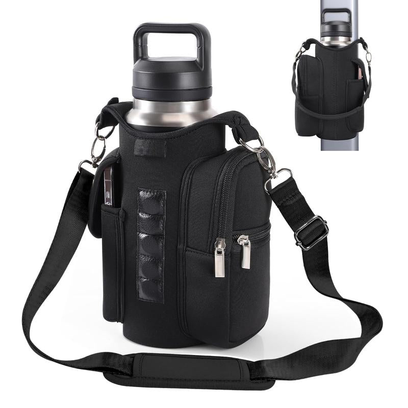 Magnetic Gym Bag for Men Women Water Bottle Carrier Holder with Phone Pockets & Shoulder Strap Gym Magnetic Bag 5 Built-In Magnets Gym Accessories Organizer Magnetic Bottle Pouch Diameter 3.9"